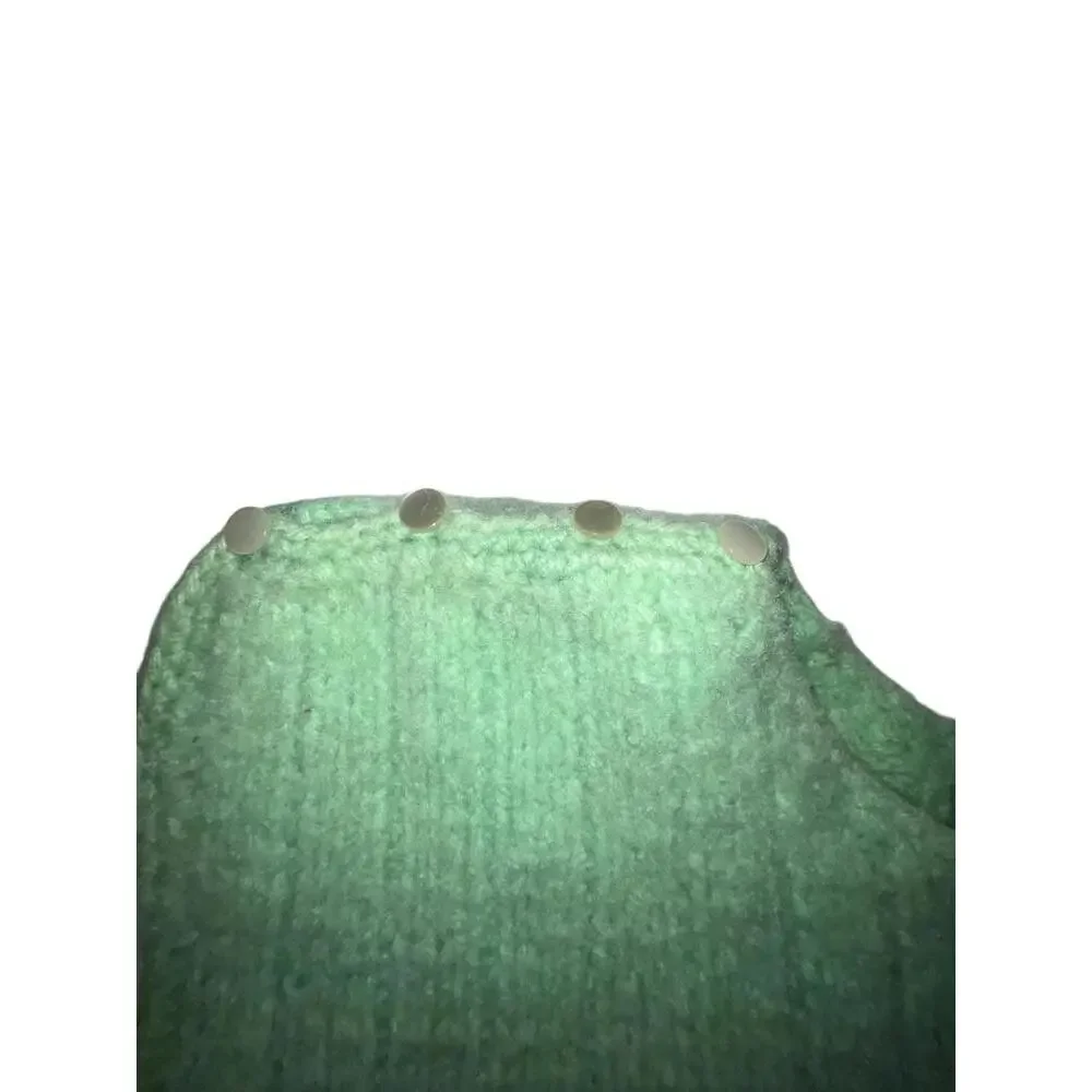 Vintage Handmade Knit Sweater Vest Mint‎ Green Pearlized Buttons Grannycore Sz M